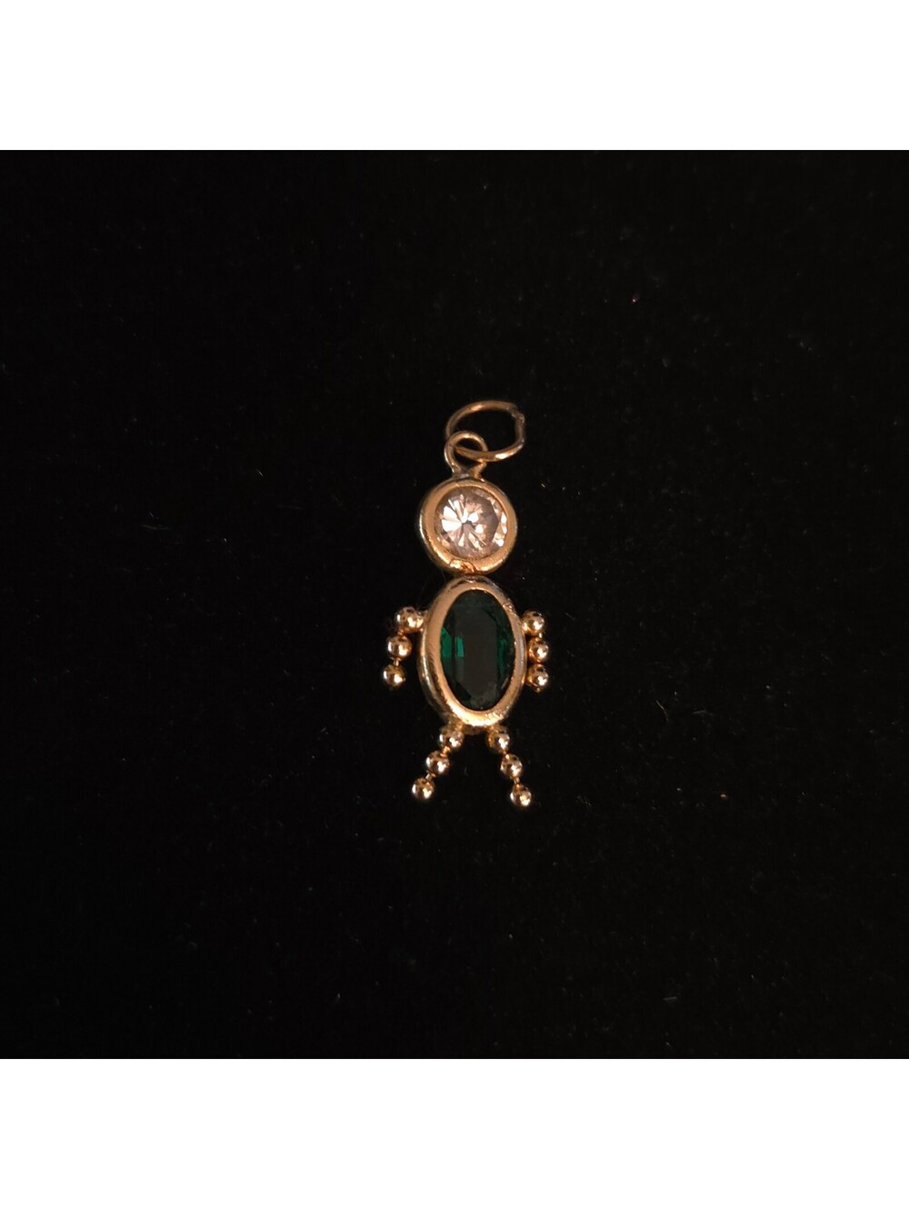 Vintage 14K Gold 3/4" Birthstone Child Pendant - May